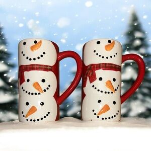 Snowman Ceramic Mugs Set of 2